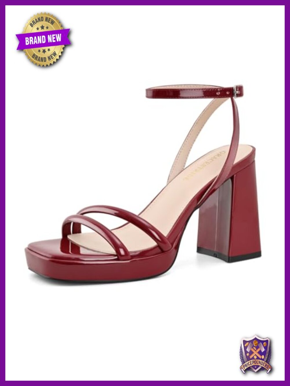 Block Chunky Strappy Heels Square Toe Ankle Buckle Sandals Platform 3.7 inch